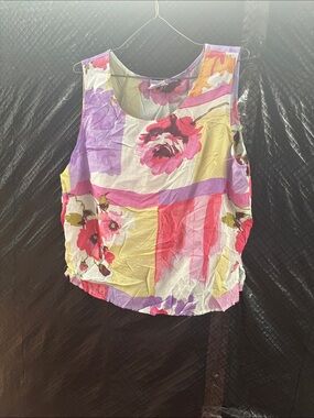 Click by color me cotton made in USA Floral Sleeveless Tank Top - Pink & Purple